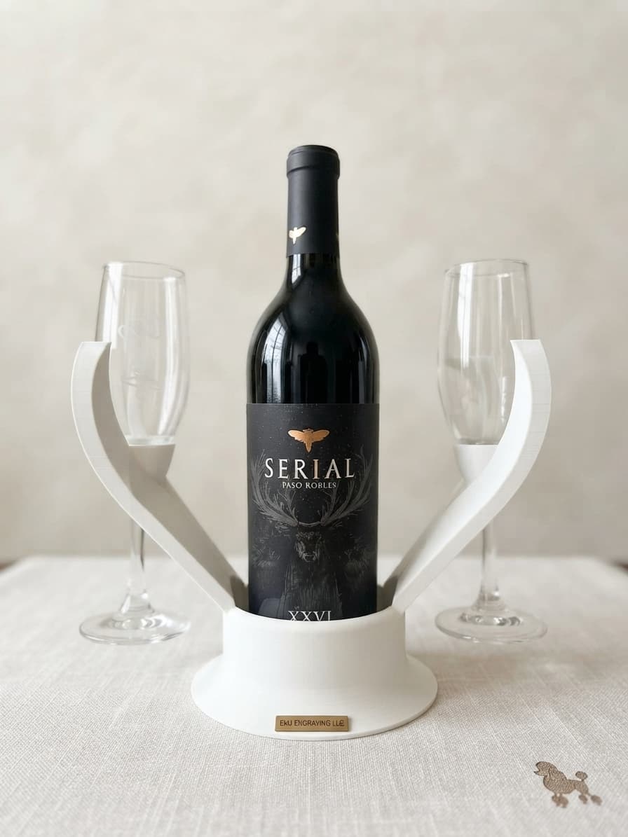 3D-Printed Wine Bottle & Glass Caddy