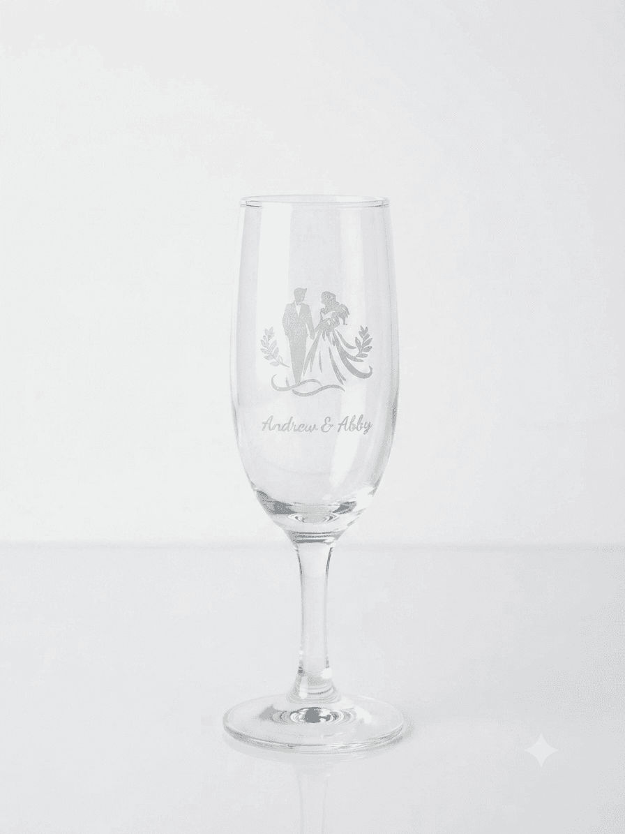 Engraved wedding champagne flute