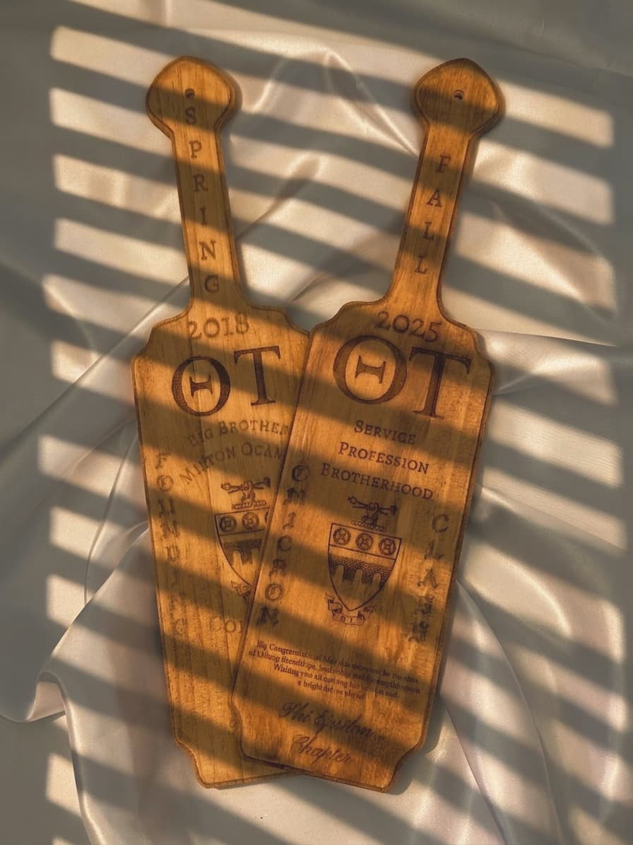 Custom engraved fraternity/sorority paddle