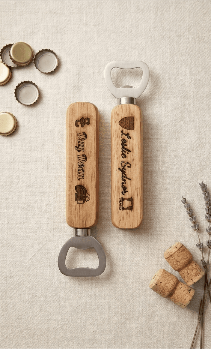 Custom engraved wooden bottle openers