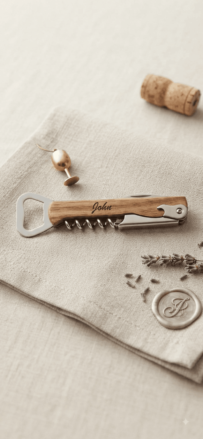 Custom engraved wooden wine opener