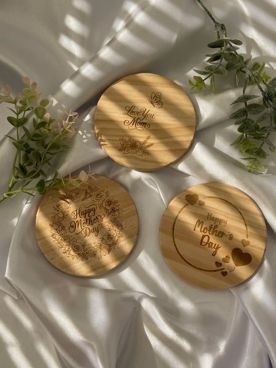 Round coaster set with floral design