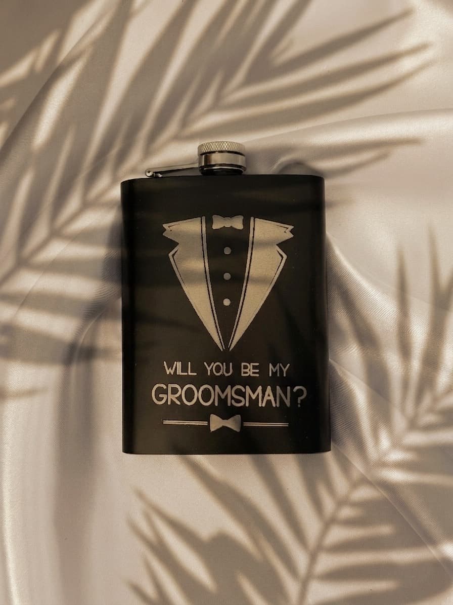 Custom engraved groomsman flask