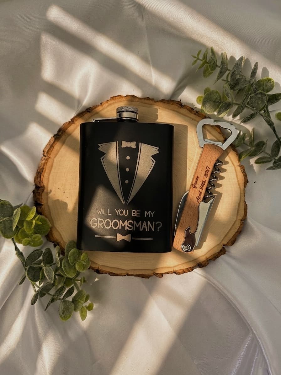 Wedding party flask set
